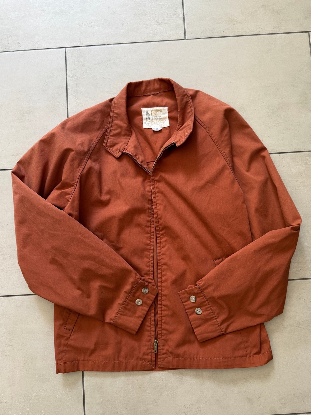 Vintage London Fog Harrington Jacket 40 Long Rust Orange Talon Zip USA